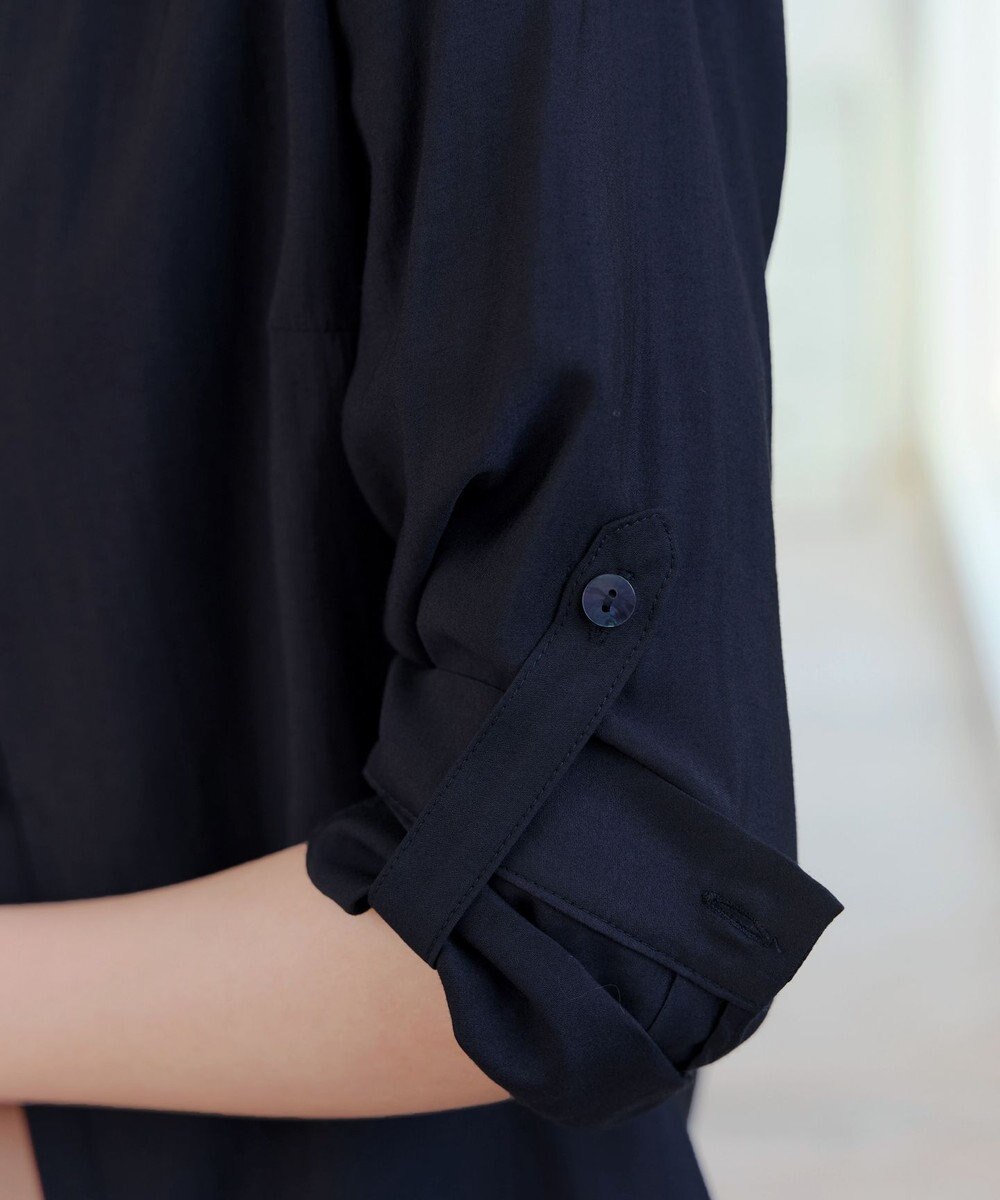 Tiaclasse L 【洗える】ノーカラーシアーシャツ 