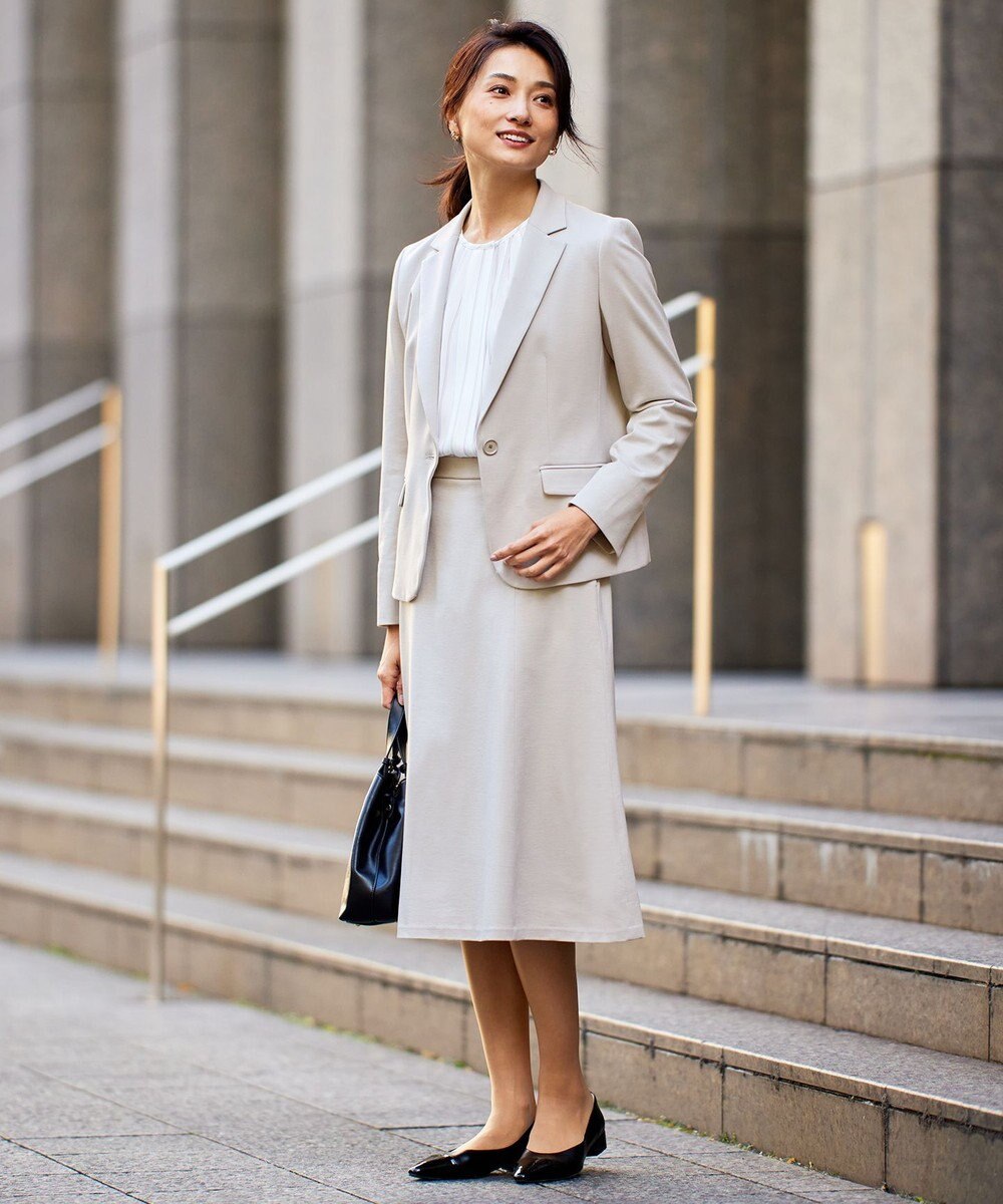 自由区 【好評につき追加生産/洗える】WASHABLEPONTE セミフレアスカート 