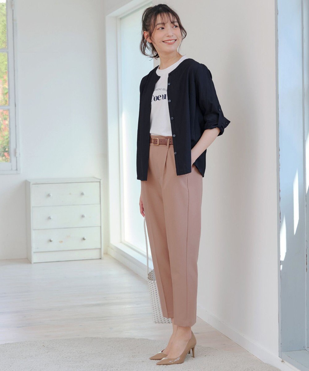 Tiaclasse L 【洗える】ノーカラーシアーシャツ 