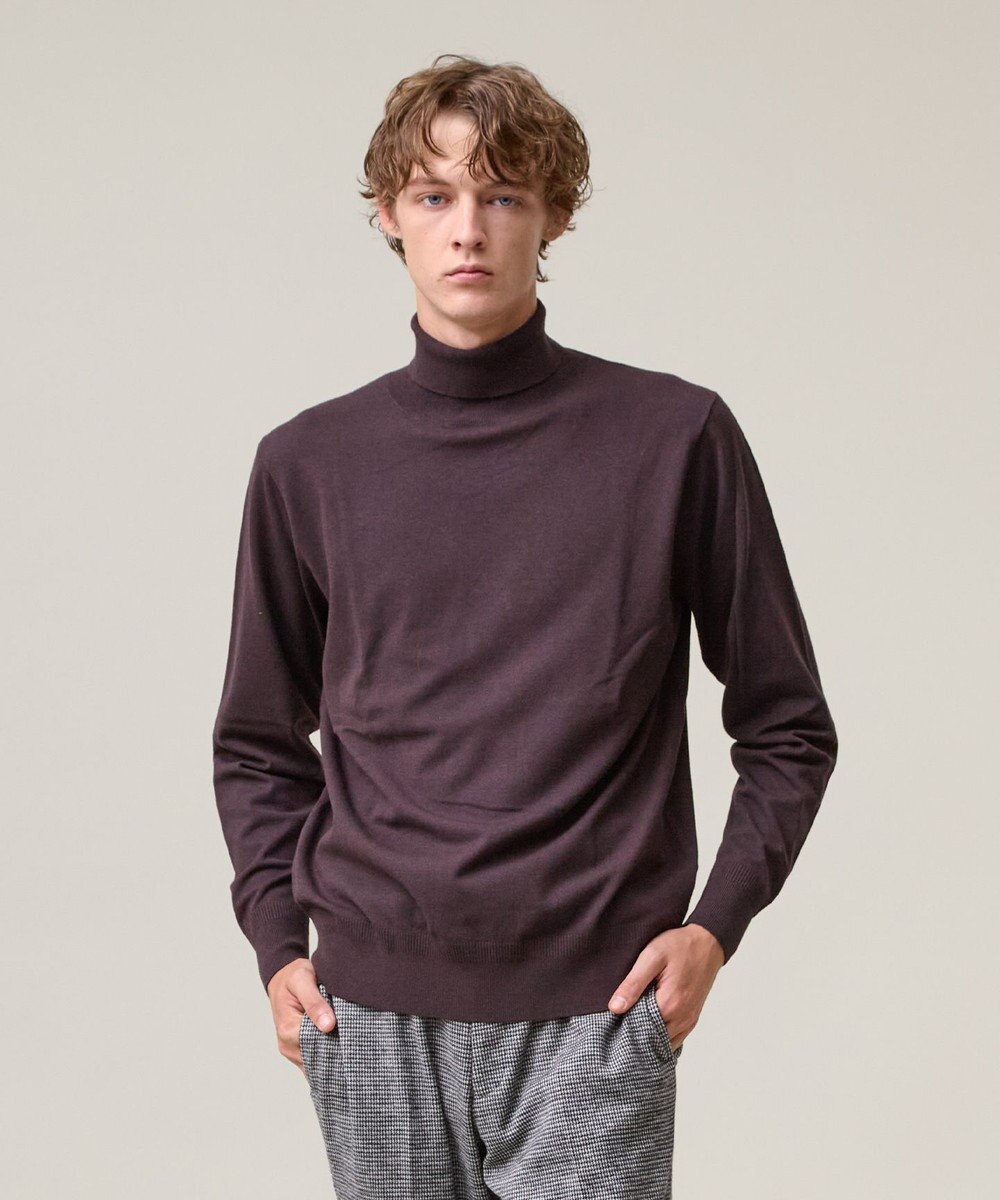 J.PRESS MEN 品よく暖かで首元からスマートに【ストレッチ / イージーケア】【FLEX YARN】タートルネック ニット 