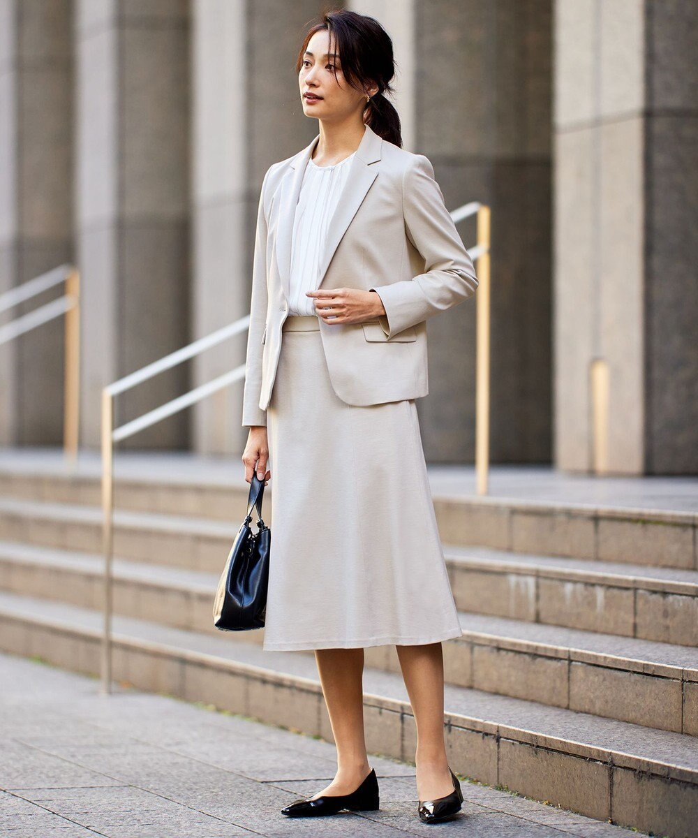 自由区 【好評につき追加生産/洗える】WASHABLEPONTE セミフレアスカート 