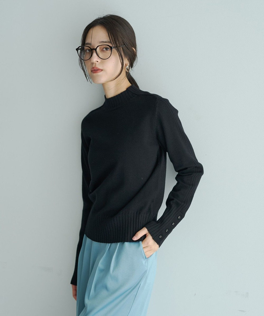 YECCA VECCA 袖口釦リブMIXニット 