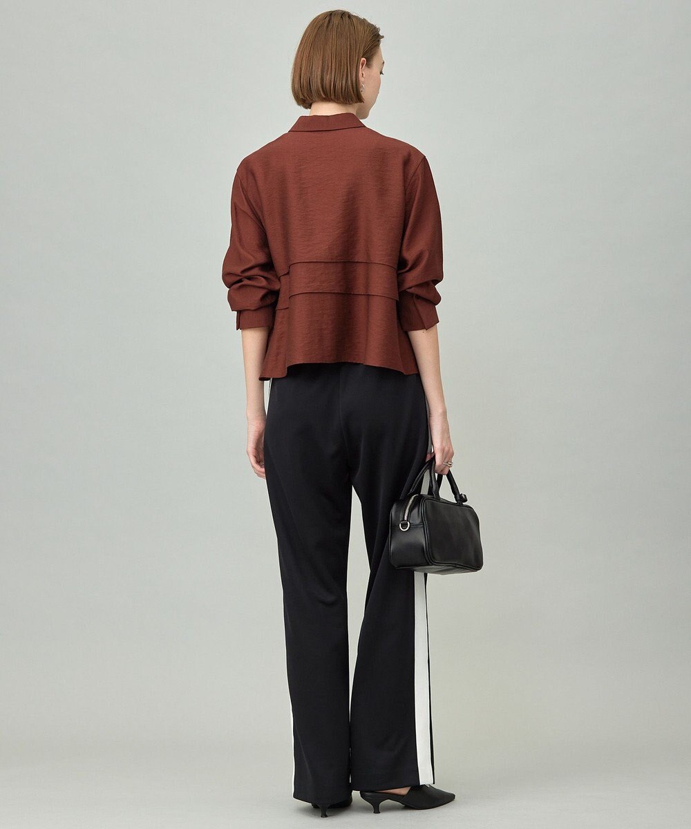 ICB L 【洗える】 ワッシャーツイル クロップドブラウス 