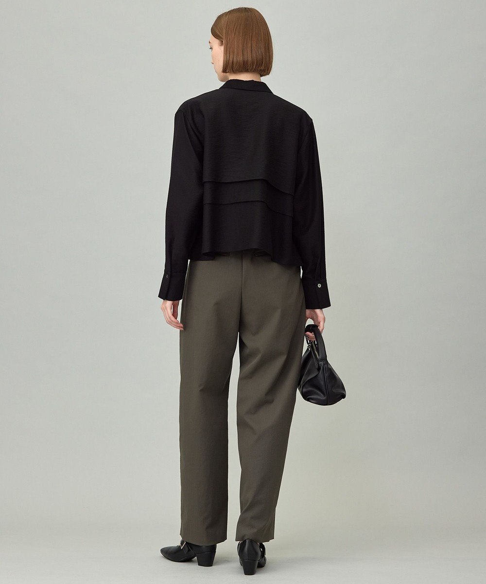 ICB L 【洗える】 ワッシャーツイル クロップドブラウス 