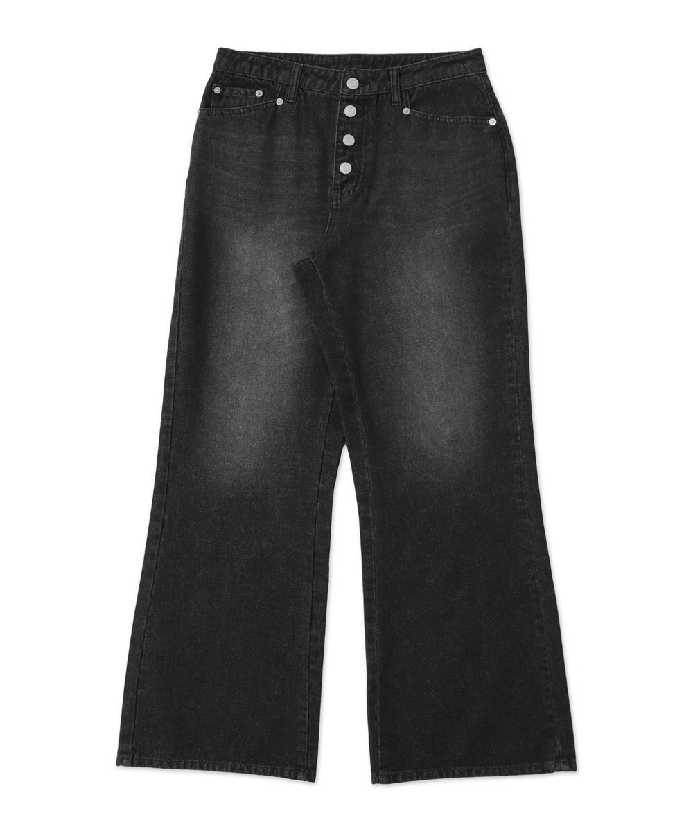 WEGO ボタンフライローライズフレアデニム 