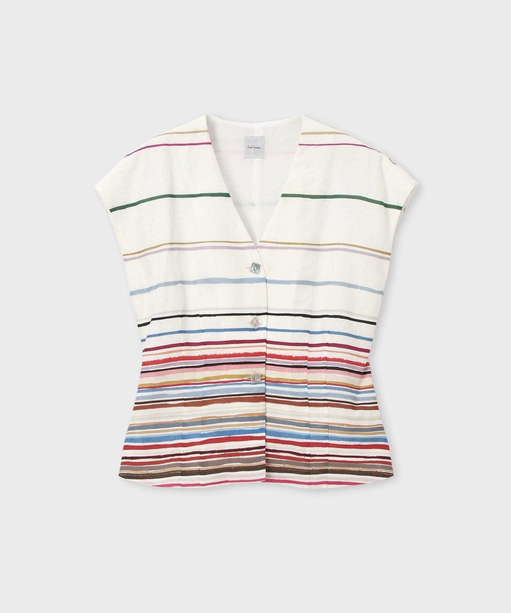 Paul Smith Cairo Stripe Chalk プリント ブラウス 