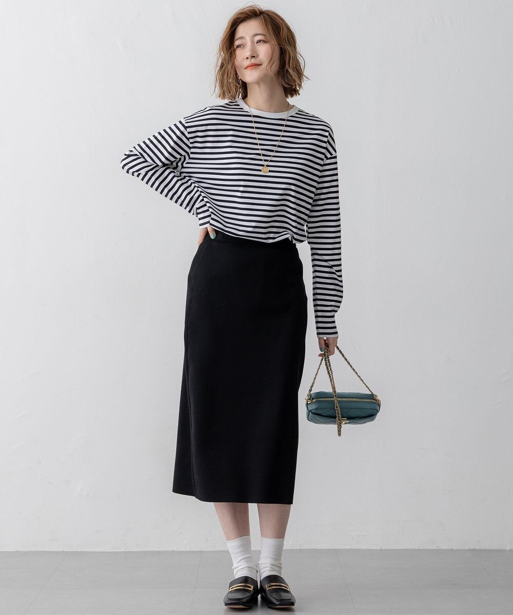 23区 【大好評素材/洗える】コットンベアジャージー ロング Tシャツ 