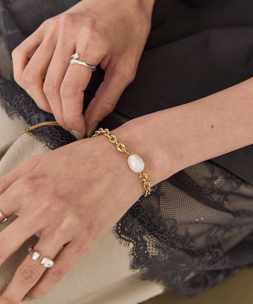 AMERICAN HOLIC 【ステンレス】パールトップスライドブレスレット 