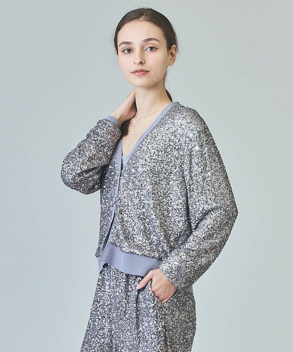 GRACE CONTINENTAL スパンコールニットカーディガン 