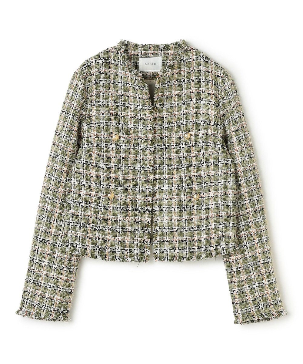 BEIGE， BERYL / ファンシーツイードノーカラージャケット 