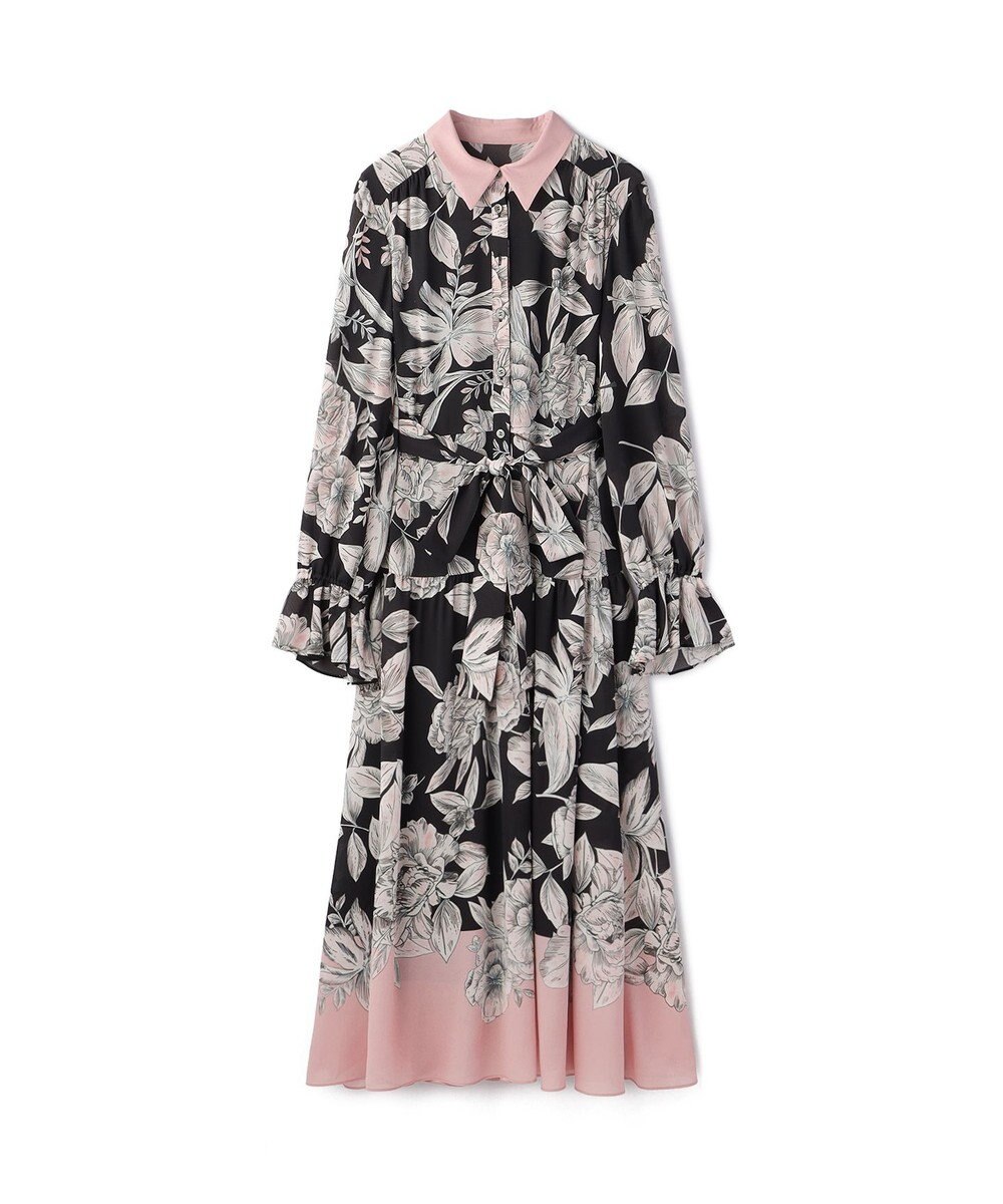 GRACE CONTINENTAL ボタニカルドレープワンピース 
