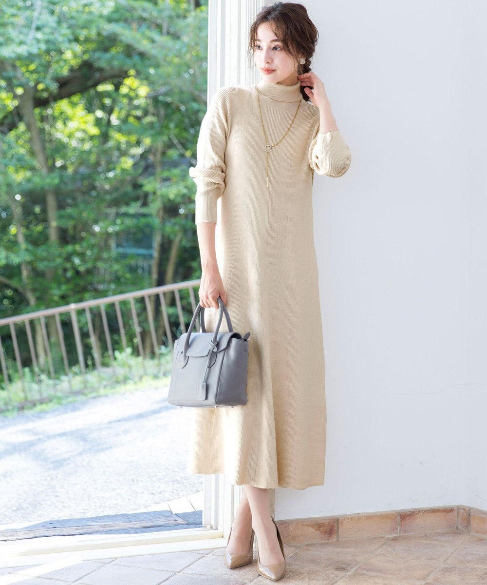 Tiaclasse 【洗える】大人上品なニットカーデ＋ワンピースセット 