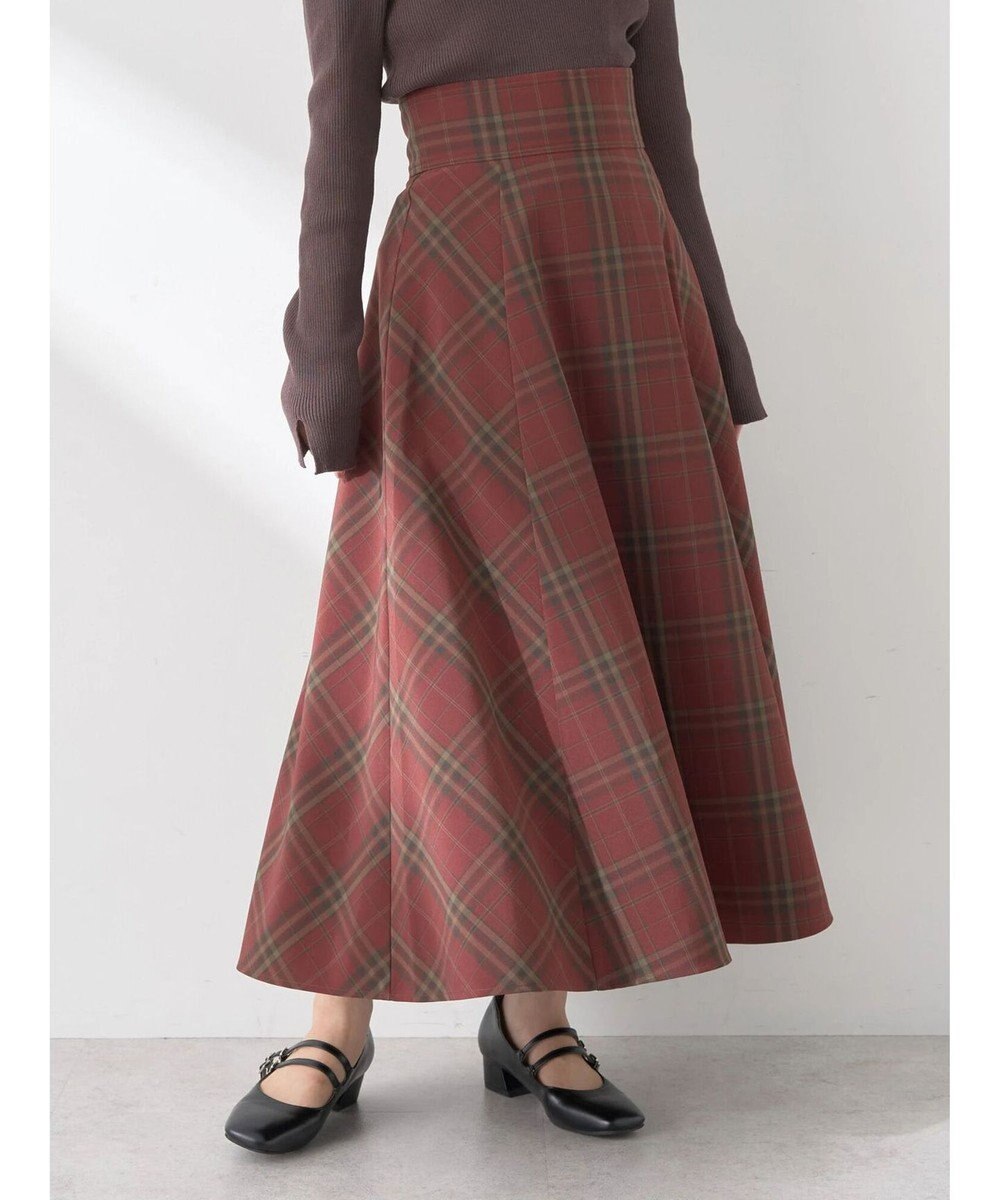 earth music&ecology バックレースアップチェックスカート 