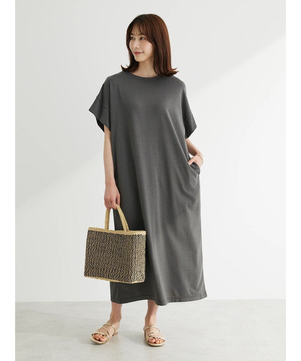 Green Parks 接触冷感　袖切替えカットワンピース 