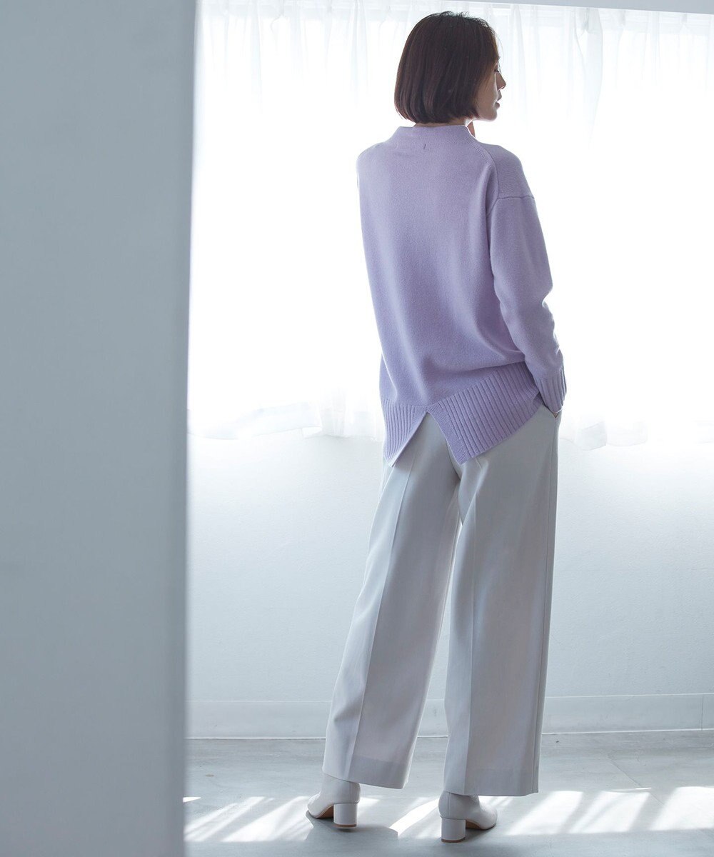 自由区 【裏起毛/撥水加工】TRギャバ ワイドクロップドパンツ 