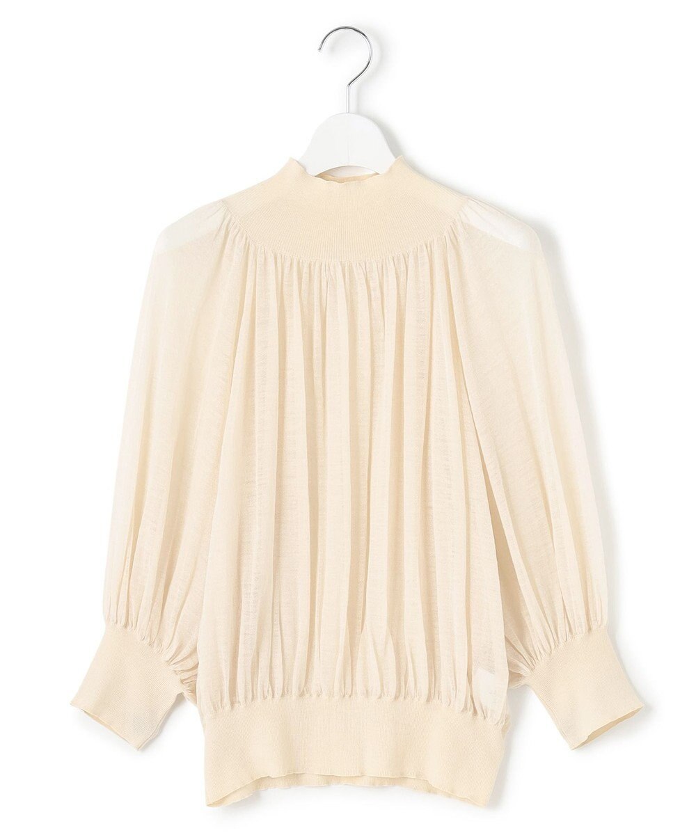 23区 L 【洗える】シアーギャザー ハイネック ニット 