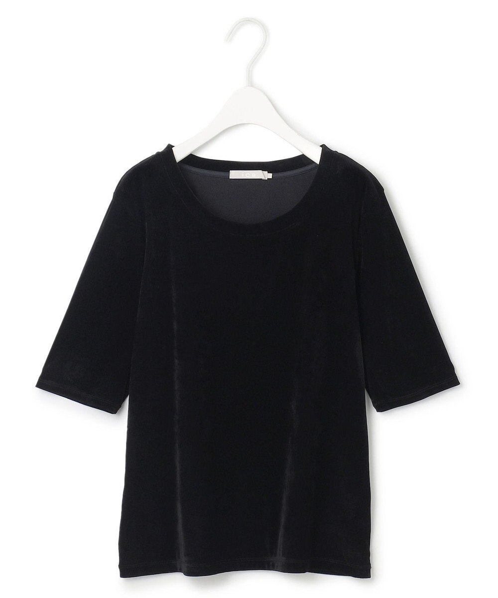 ICB L 【洗える】フロッキーベロア 5分袖プルオーバー 