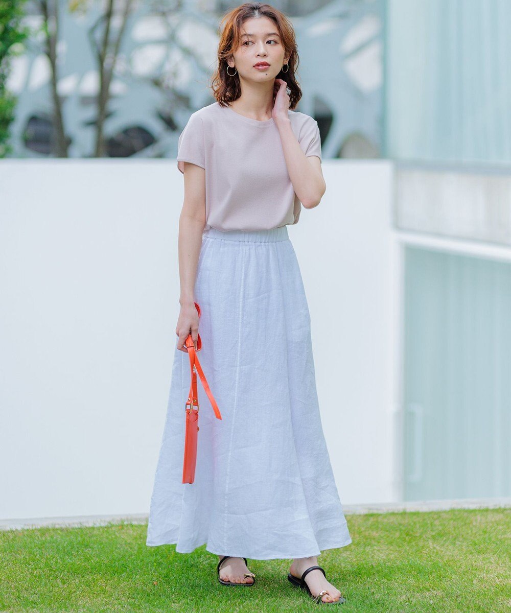 23区 L 【洗える】LIBECOリネン フレアスカート 