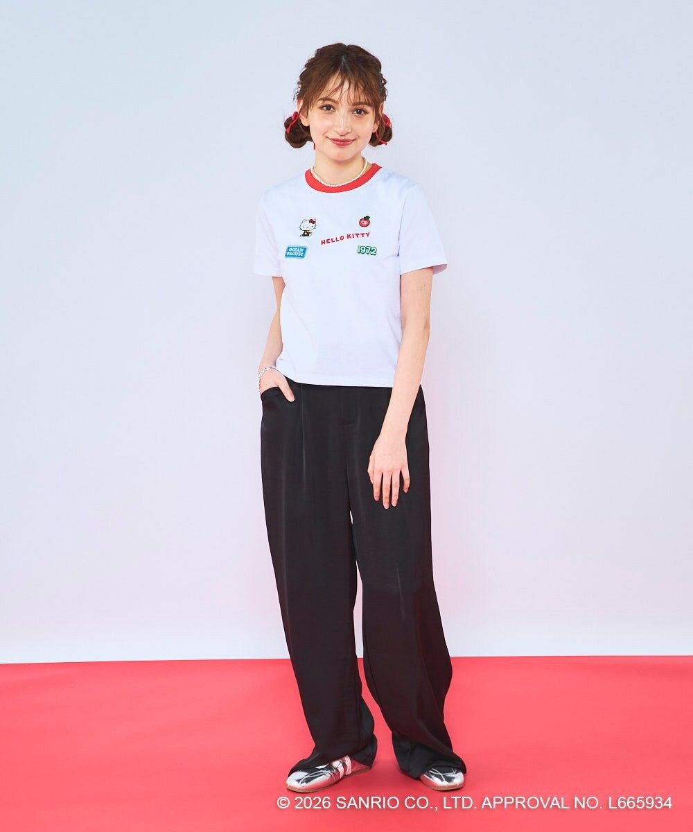 OP／FILA 【Ocean Pacific×ハローキティ】ワッペンリンガーチビTシャツ 