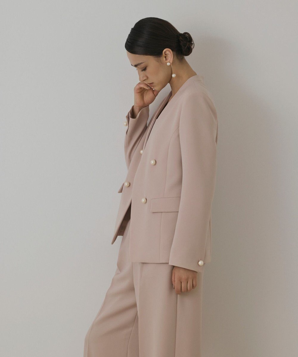 GRACE CONTINENTAL パールボタンノーカラージャケット 