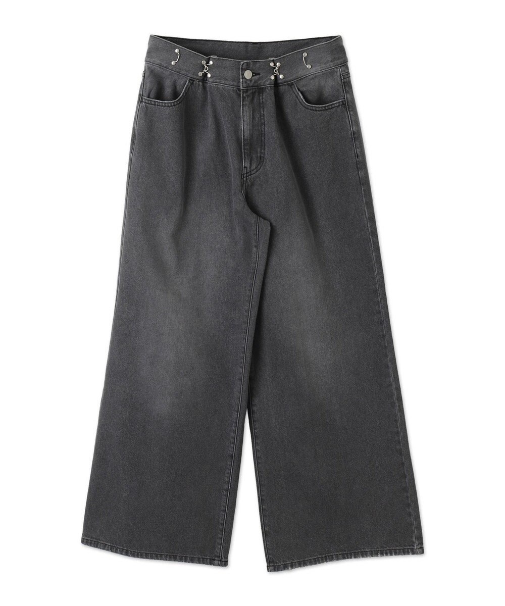 WEGO 【ウエスト調整付き】ウエストフックデニムワイドパンツ 