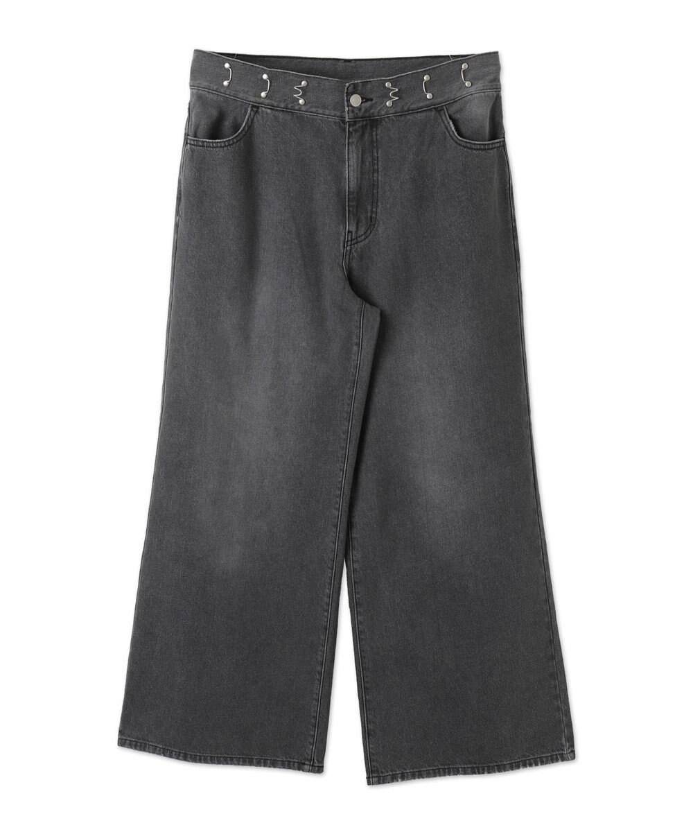 WEGO 【ウエスト調整付き】ウエストフックデニムワイドパンツ 