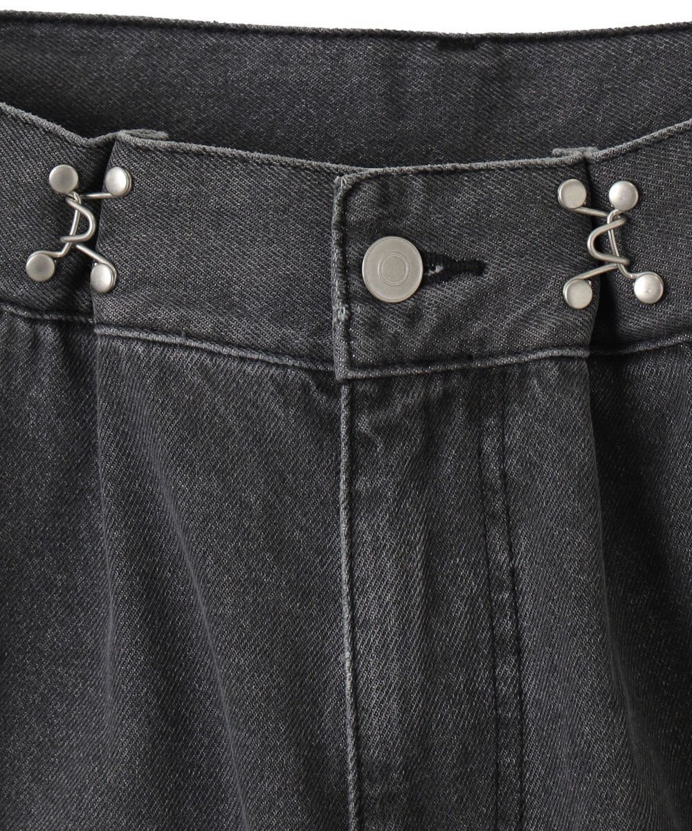 WEGO 【ウエスト調整付き】ウエストフックデニムワイドパンツ 