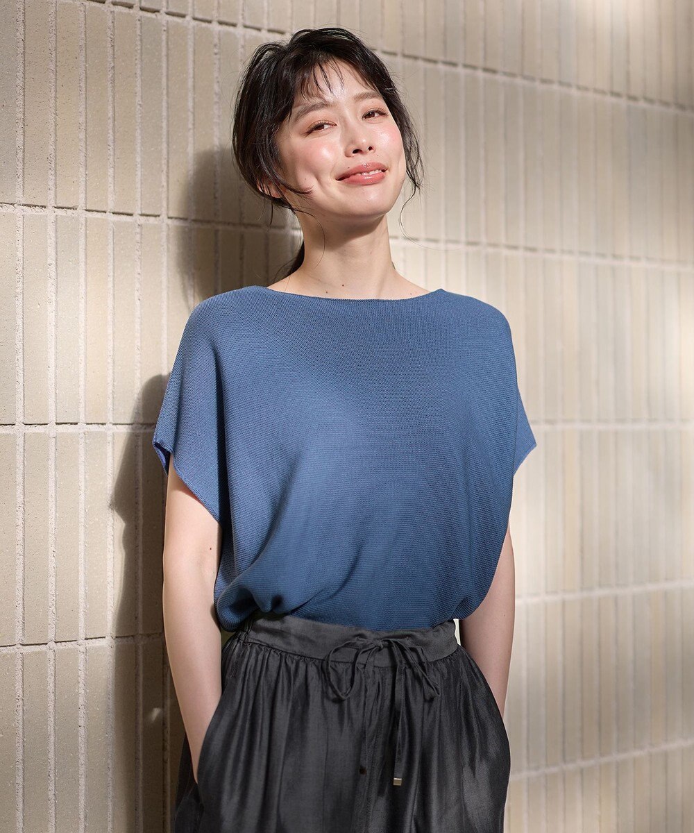 ANY 【洗濯機可/アンチピリング/UVカット】アクリルガーターフレンチスリーブニット 