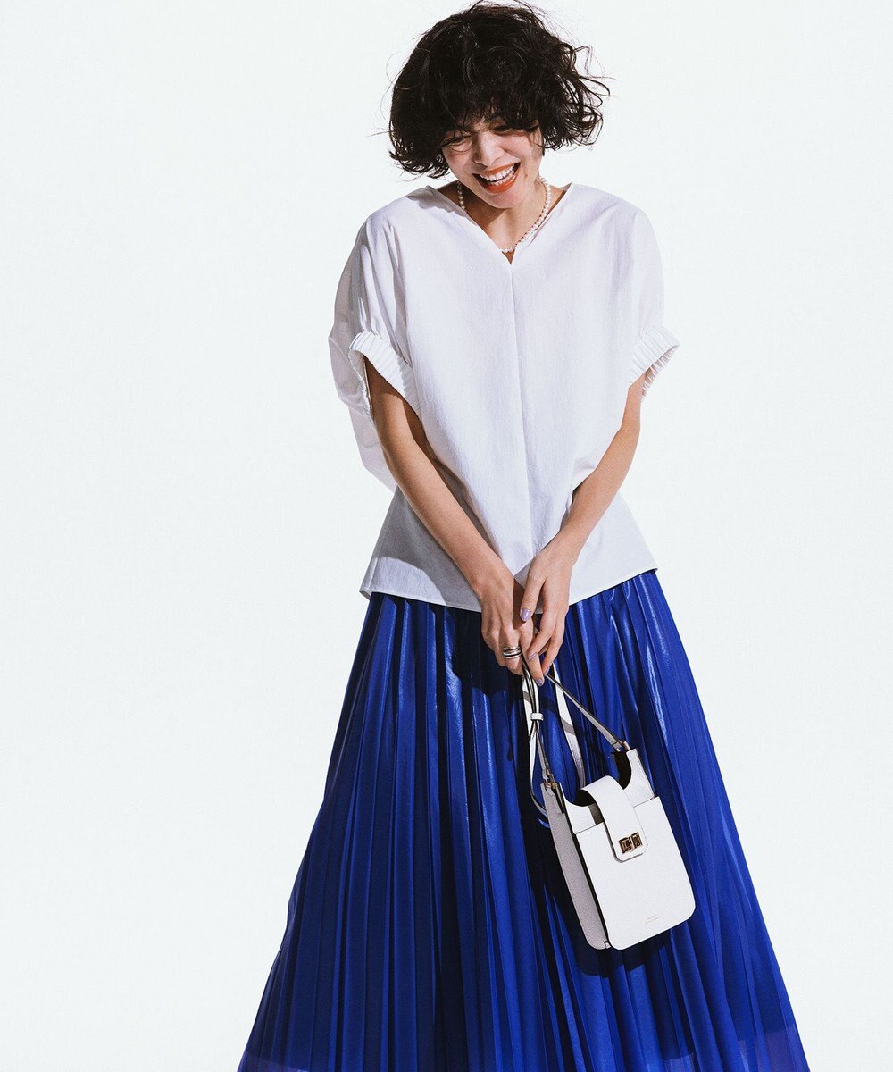 ICB 【洗える】 レザーライクシアープリーツ スカート 