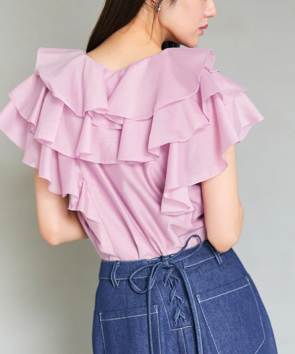 Feroux 【洗える】エアリーフリル ブラウス 
