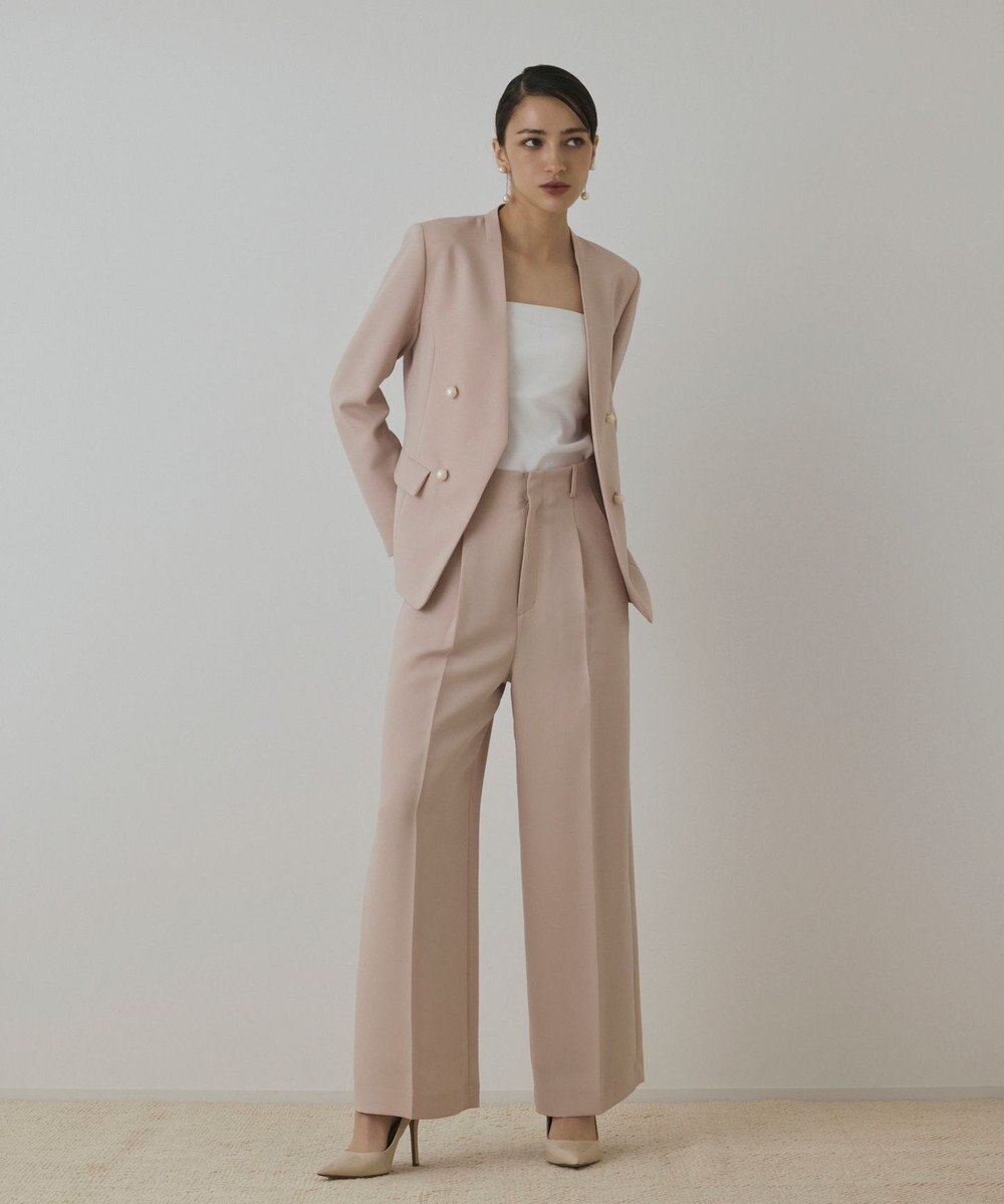 GRACE CONTINENTAL パールボタンノーカラージャケット 