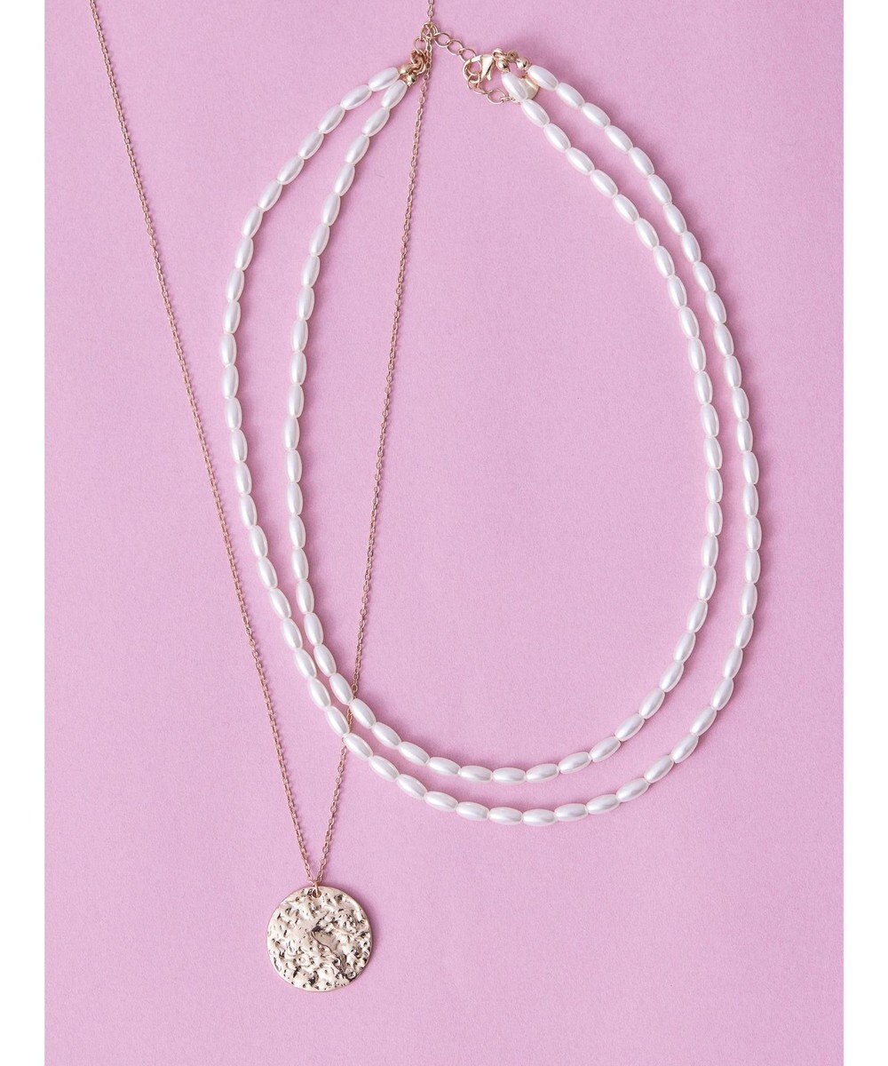 AMERICAN HOLIC ナツメパール２連＆メタルコイン３ＷＡＹネックレス 