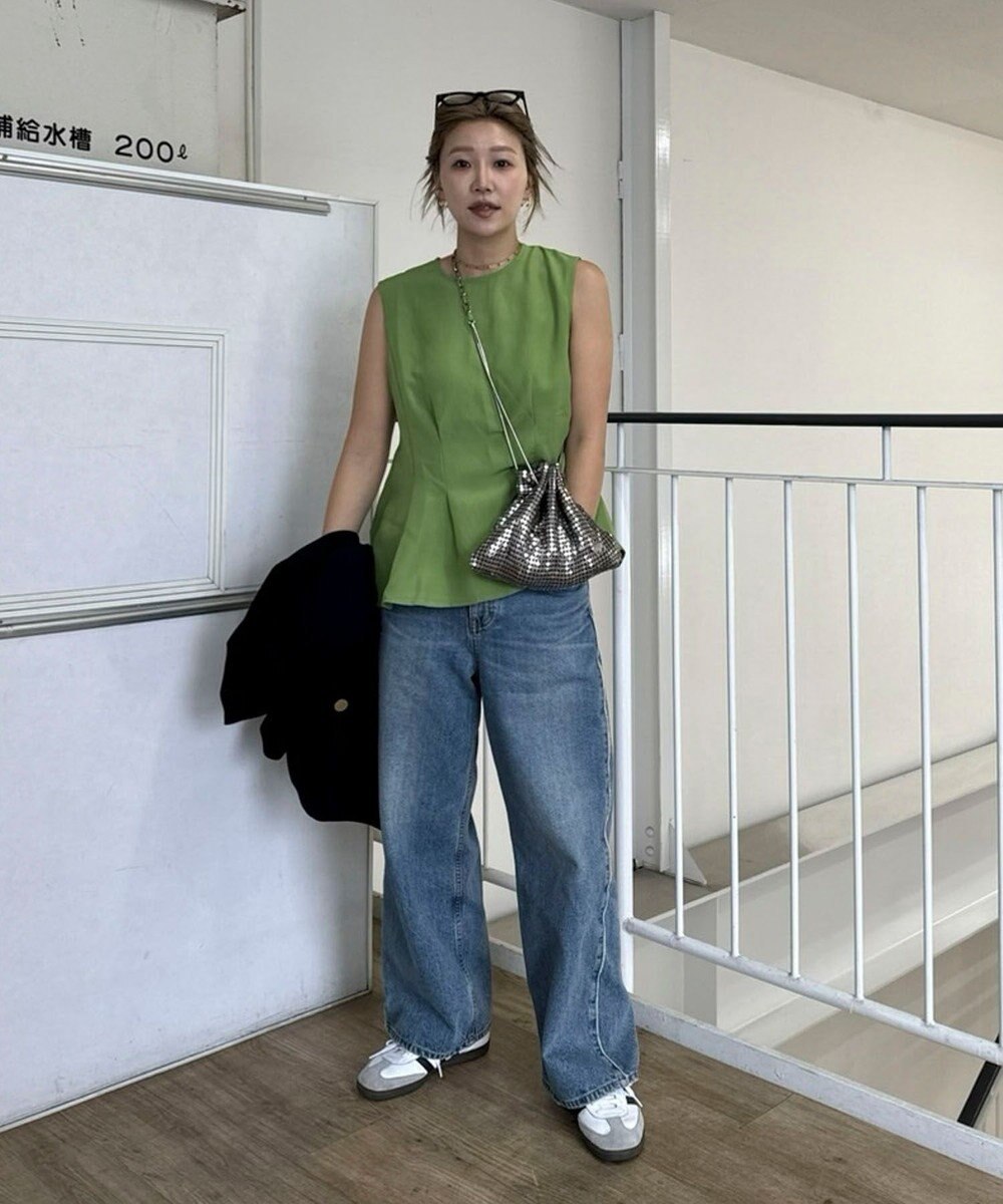 Green Parks AnriettMusee ノースリーブタックペプラムブラウス 