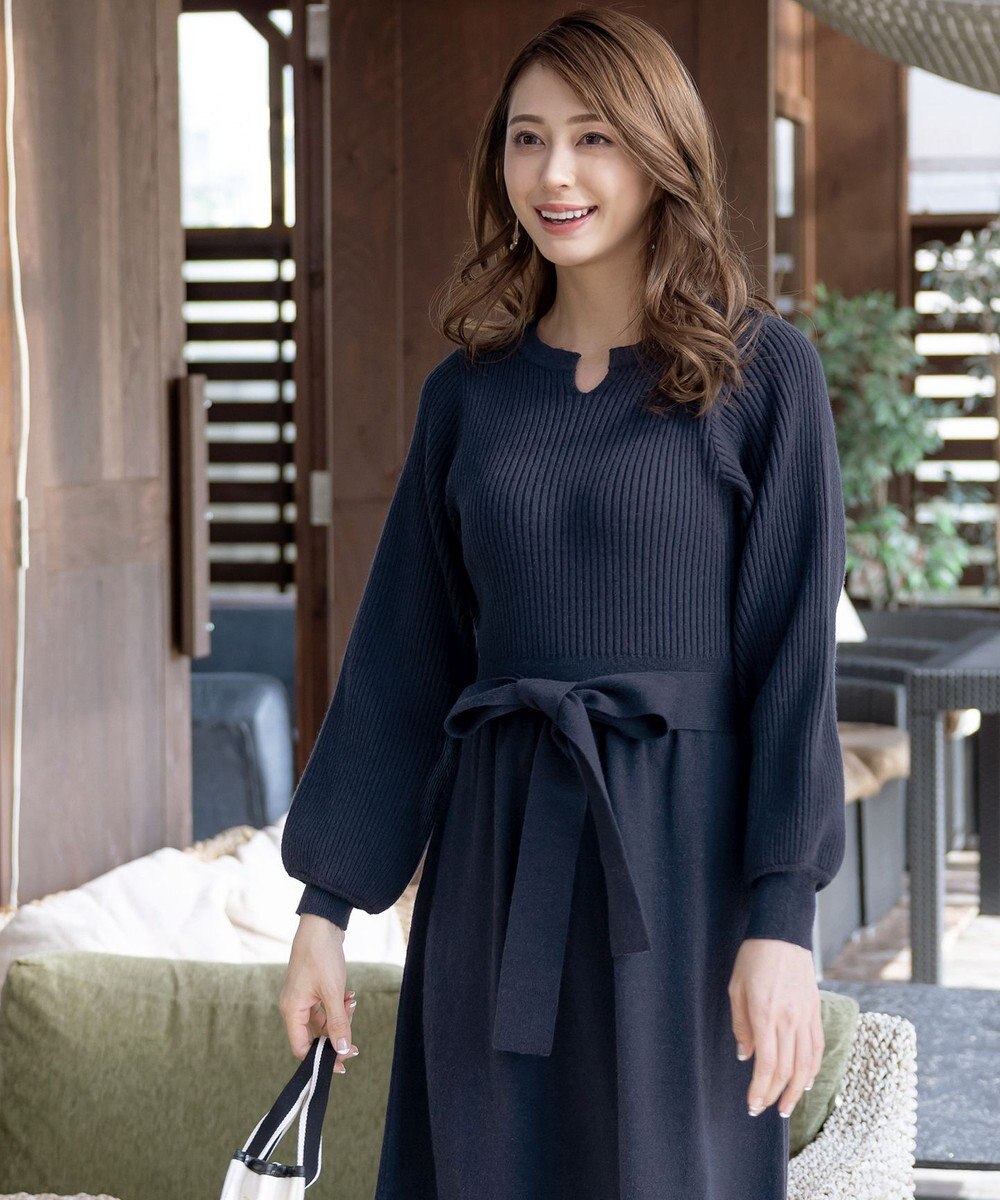 Tiaclasse 【洗える】パフ袖ニットワンピース 