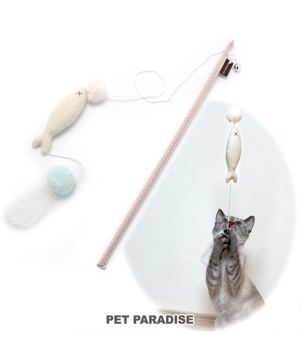 猫 おもちゃ 猫じゃらし 魚 ベージュ ピンク / PET PARADISE