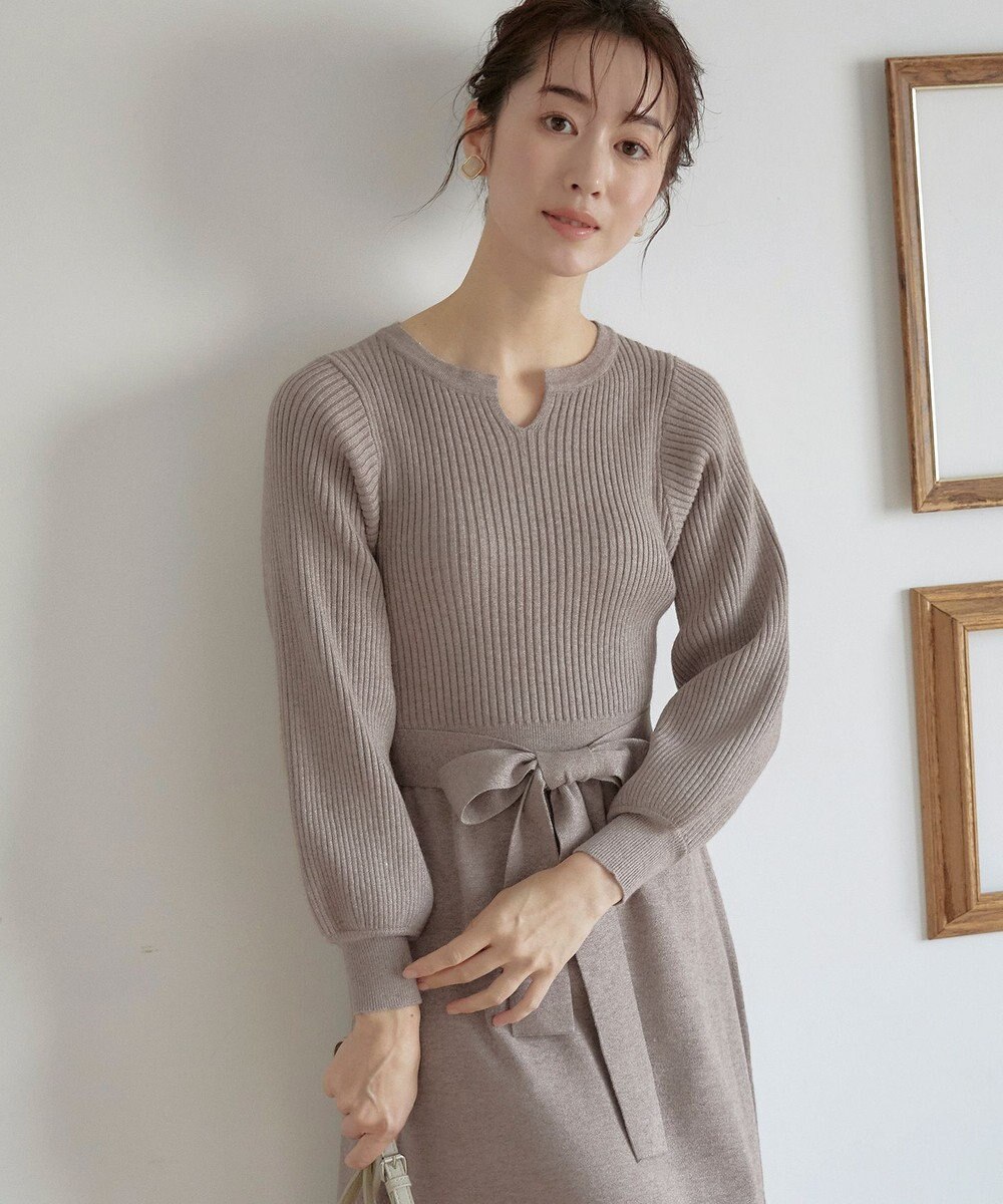 Tiaclasse 【洗える】パフ袖ニットワンピース 