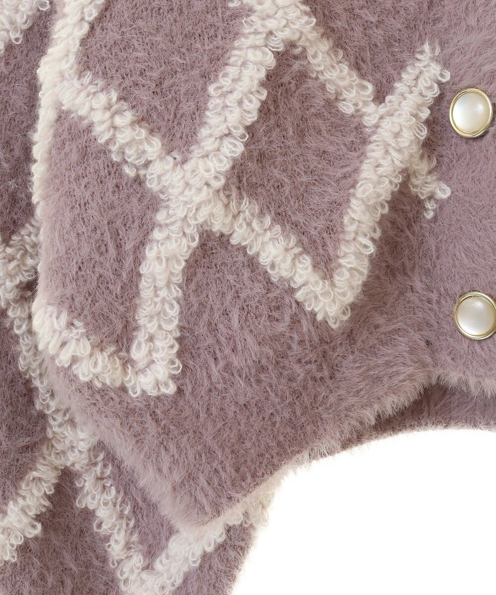 earth music&ecology シャギーダイヤ柄ショートニットカーディガン 