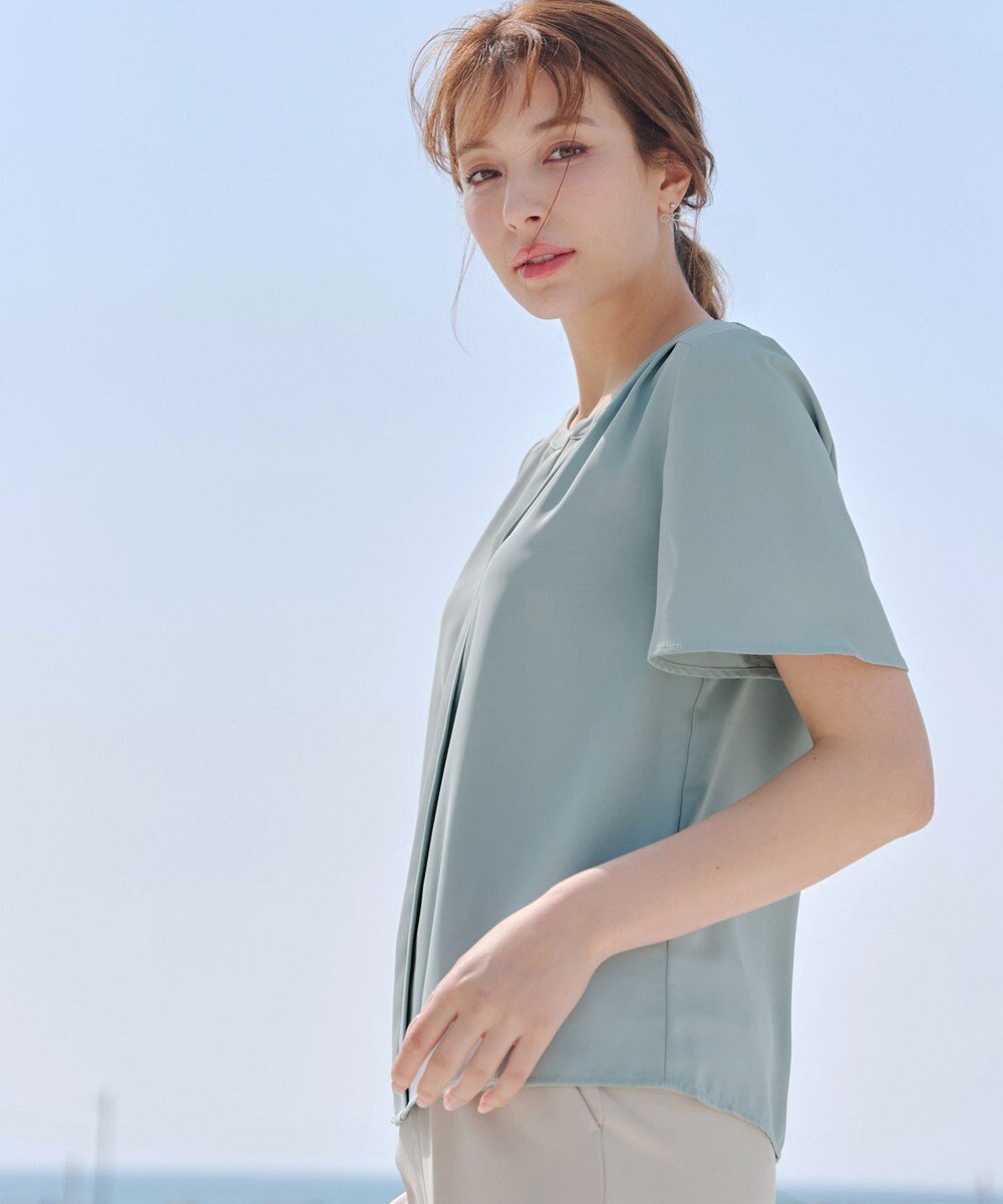 Tiaclasse 【2WAY・接触冷感・洗える】ノーカラーブラウス 