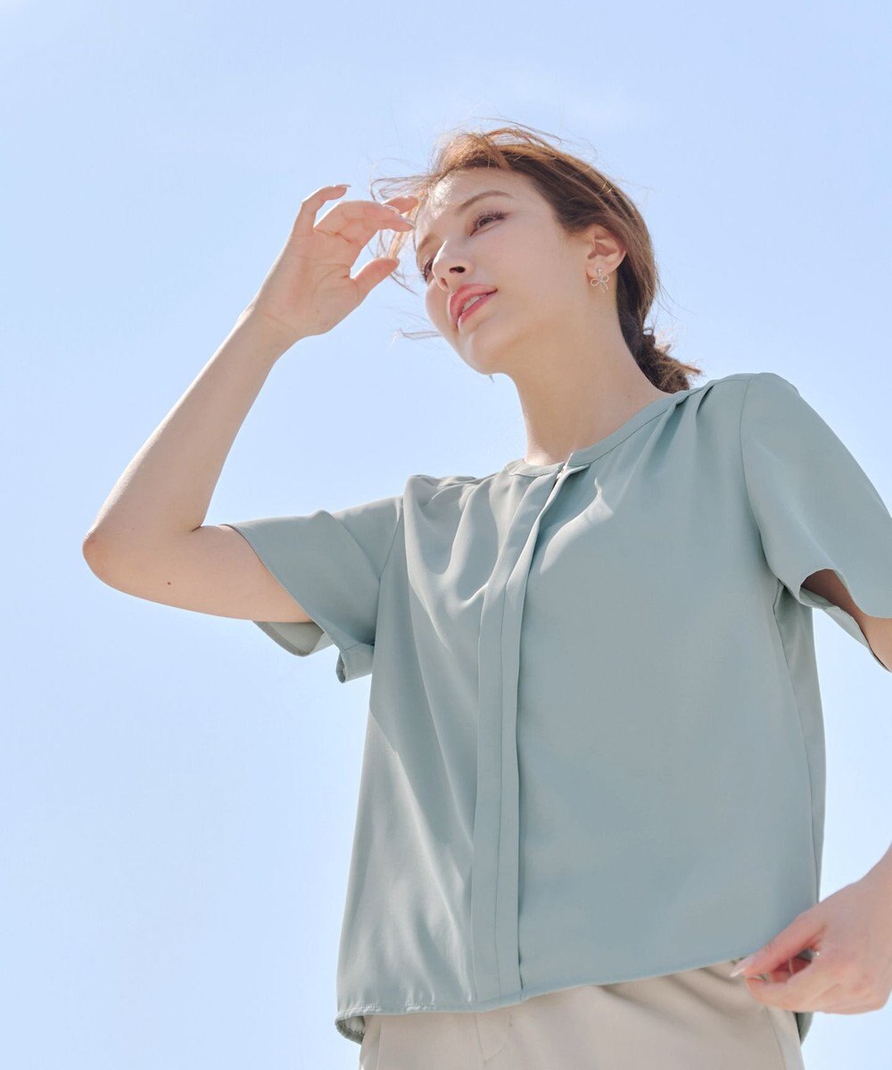 Tiaclasse 【2WAY・接触冷感・洗える】ノーカラーブラウス 