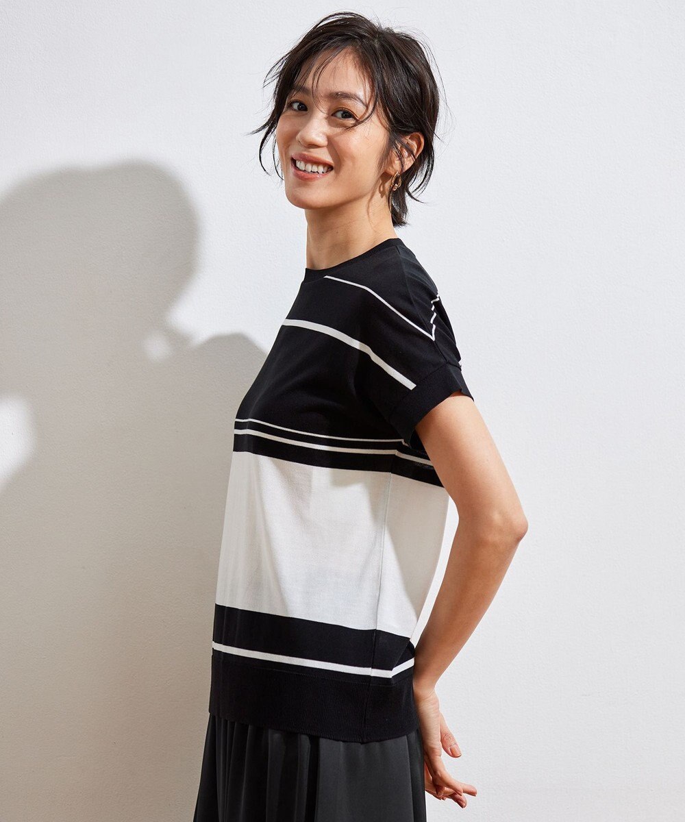 自由区 L 【WEB限定・洗える】ニットソーボーダー トップス 