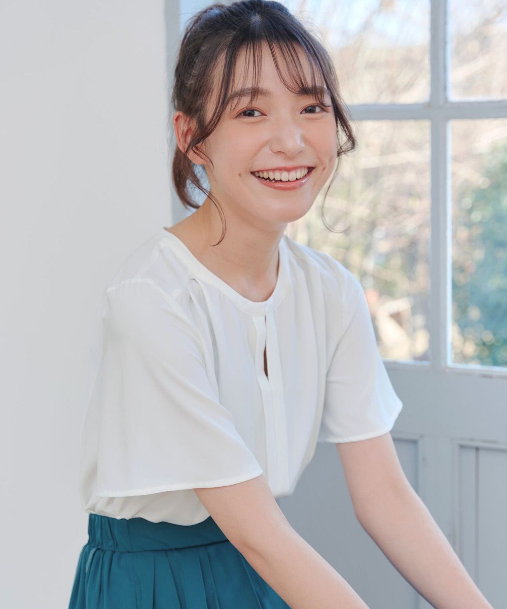 Tiaclasse 【2WAY・接触冷感・洗える】ノーカラーブラウス 