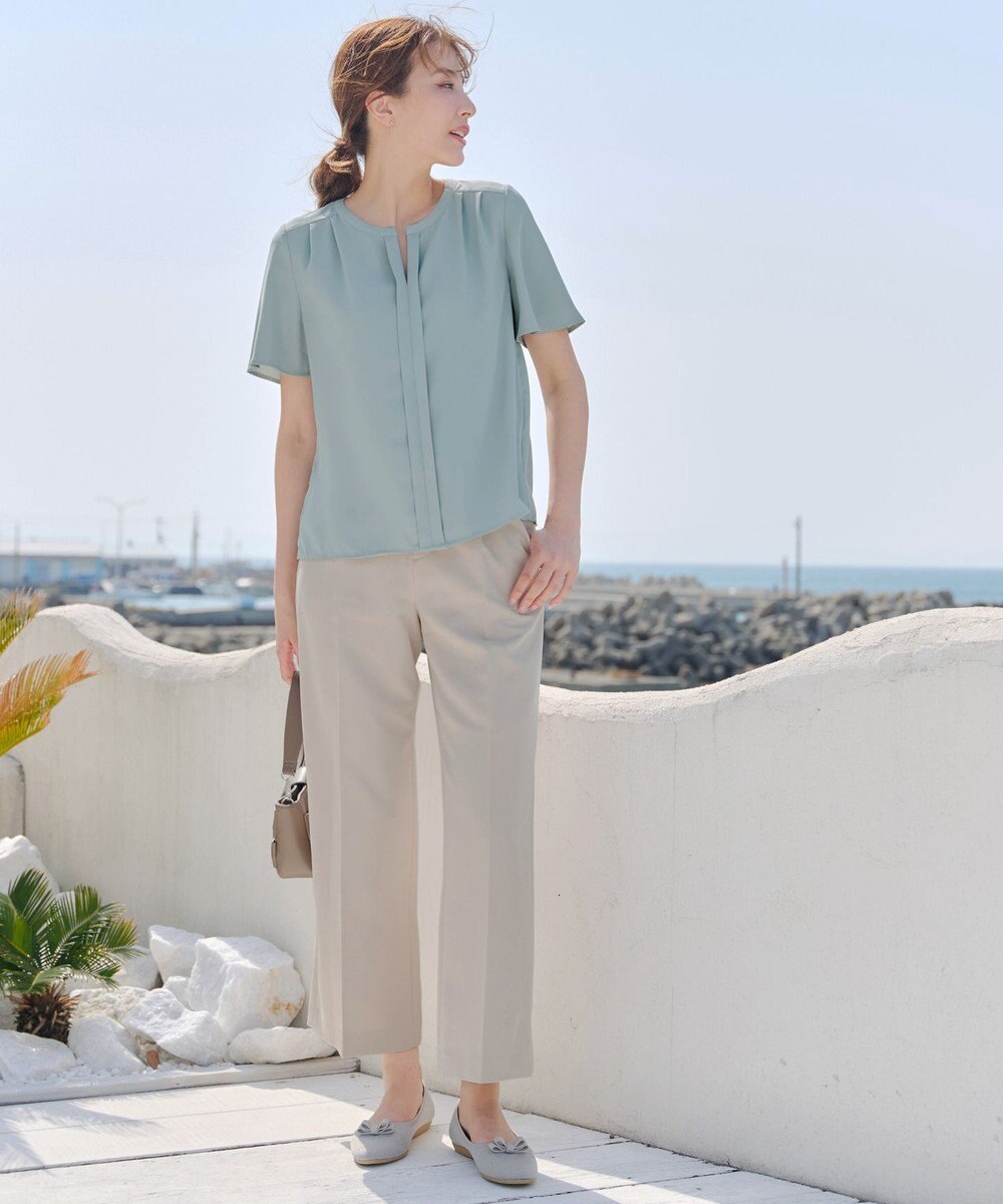 Tiaclasse 【2WAY・接触冷感・洗える】ノーカラーブラウス 