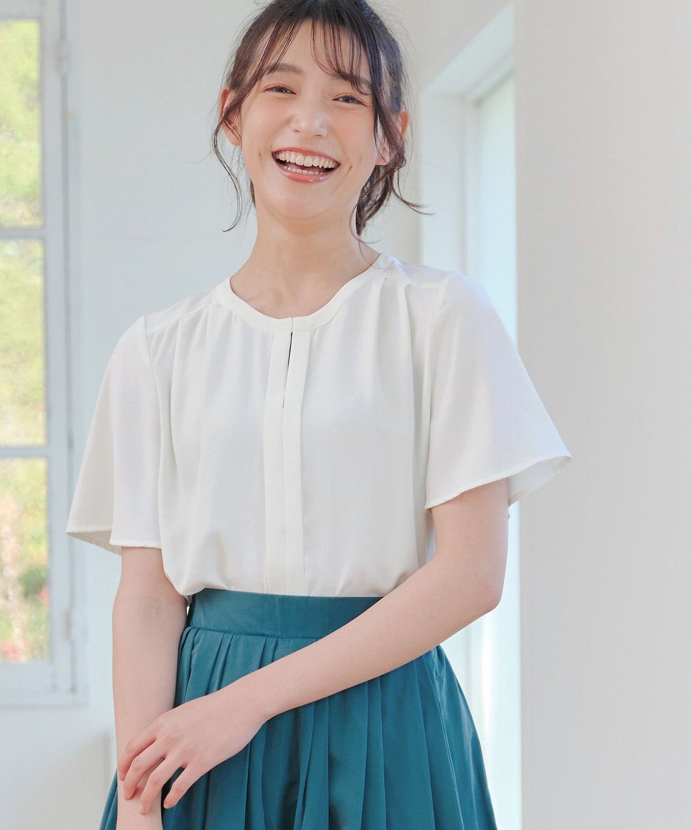 Tiaclasse 【2WAY・接触冷感・洗える】ノーカラーブラウス 