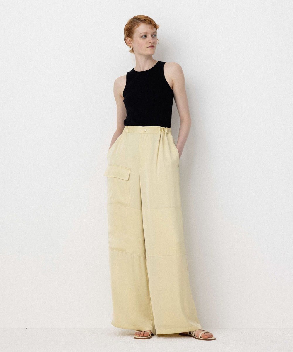 NAVE 【Nave・洗える/ウエストゴム】ヴィンテージサテン ワイドパンツ 