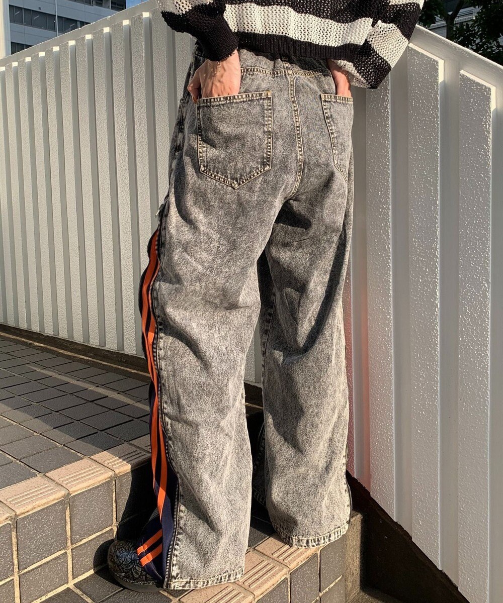 WEGO 【ユニセックス着用ITEM】ジャージドッキングZIPデニムパンツ 