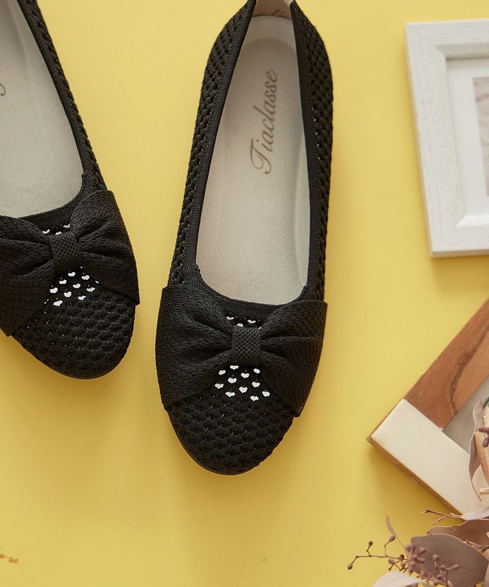 Tiaclasse 【小倉優子さん着用】リボンニットフラットパンプス 