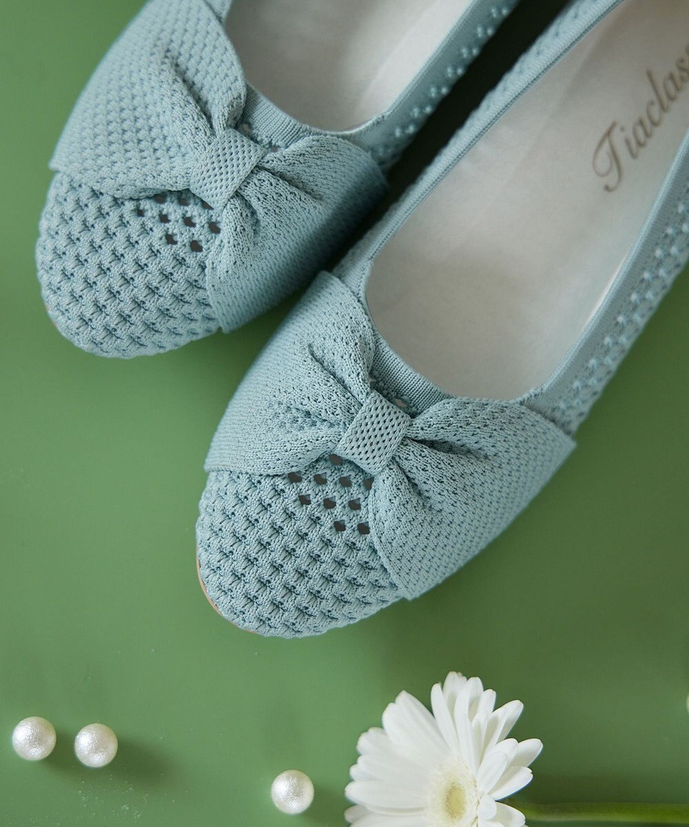 Tiaclasse 【小倉優子さん着用】リボンニットフラットパンプス 