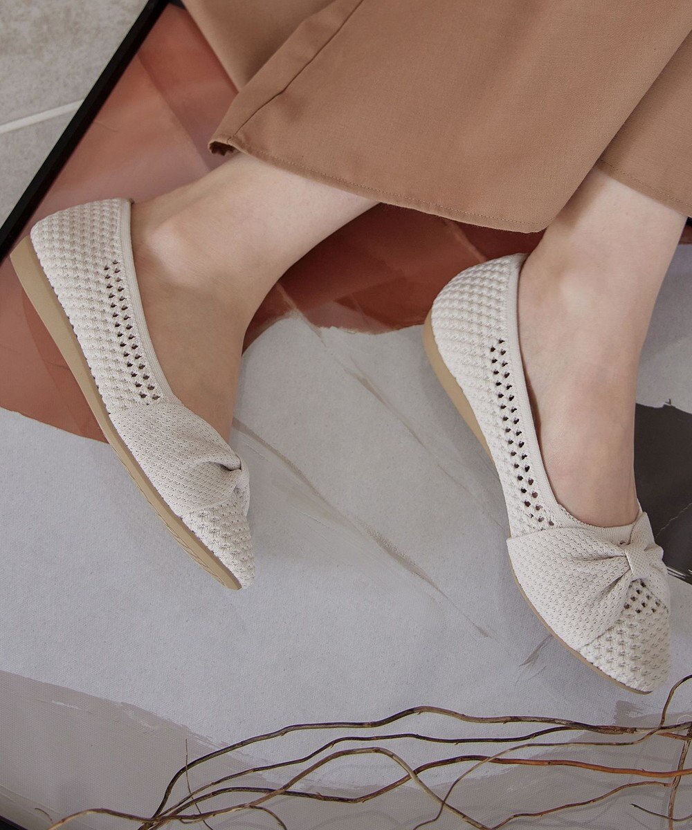 Tiaclasse 【小倉優子さん着用】リボンニットフラットパンプス 