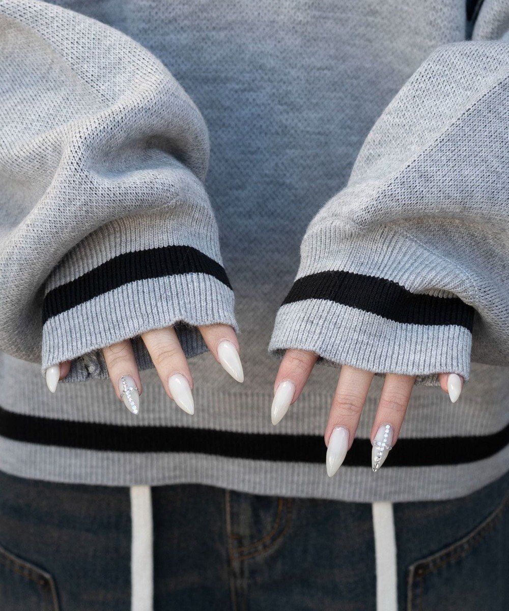 WEGO VネックグラフィックニットBIGプルオーバー 