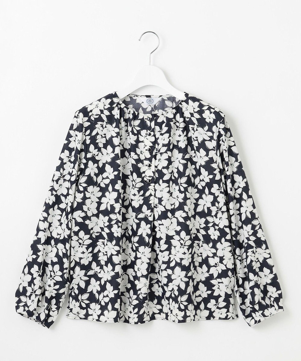 J.PRESS LADIES 【洗える】スパンフラワープリント  ボートネック ブラウス 